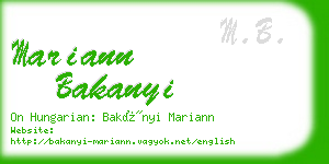 mariann bakanyi business card